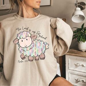 Gildan Cream Sweatshirt with Pastel Sheep Design